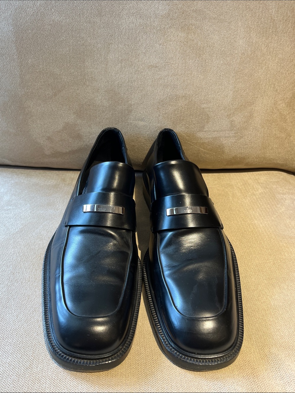 Gucci Black Leather Men’s Bit-Trim Loafers